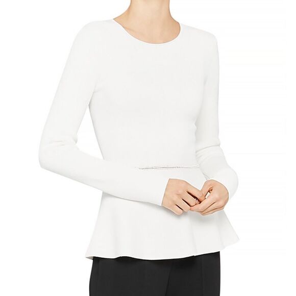 Theory ivory Compact Crepe knit sweater size medium nwt - Picture 1 of 8